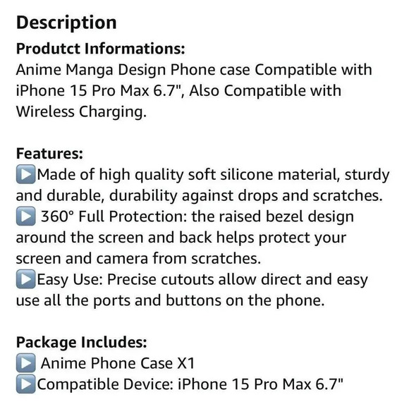 Anime Phone Case for iPhone 15 Pro Max 6.7" Shockproof Slim‎ Soft TPU Case - Picture 4 of 6